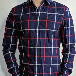 H&M button up navy blue men's shirt